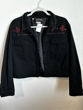 Christina Hope Black Beaded Jacket with Pink Accents
